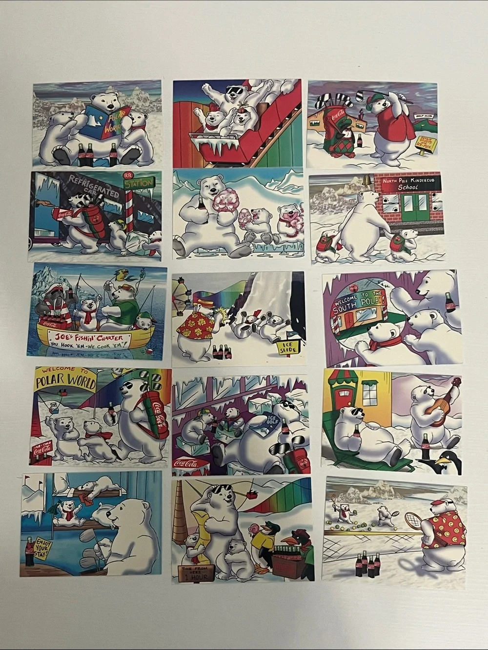 1996 South Pole Vacation Coca Cola Polar Bears Trading Cards (15) - Lot #4